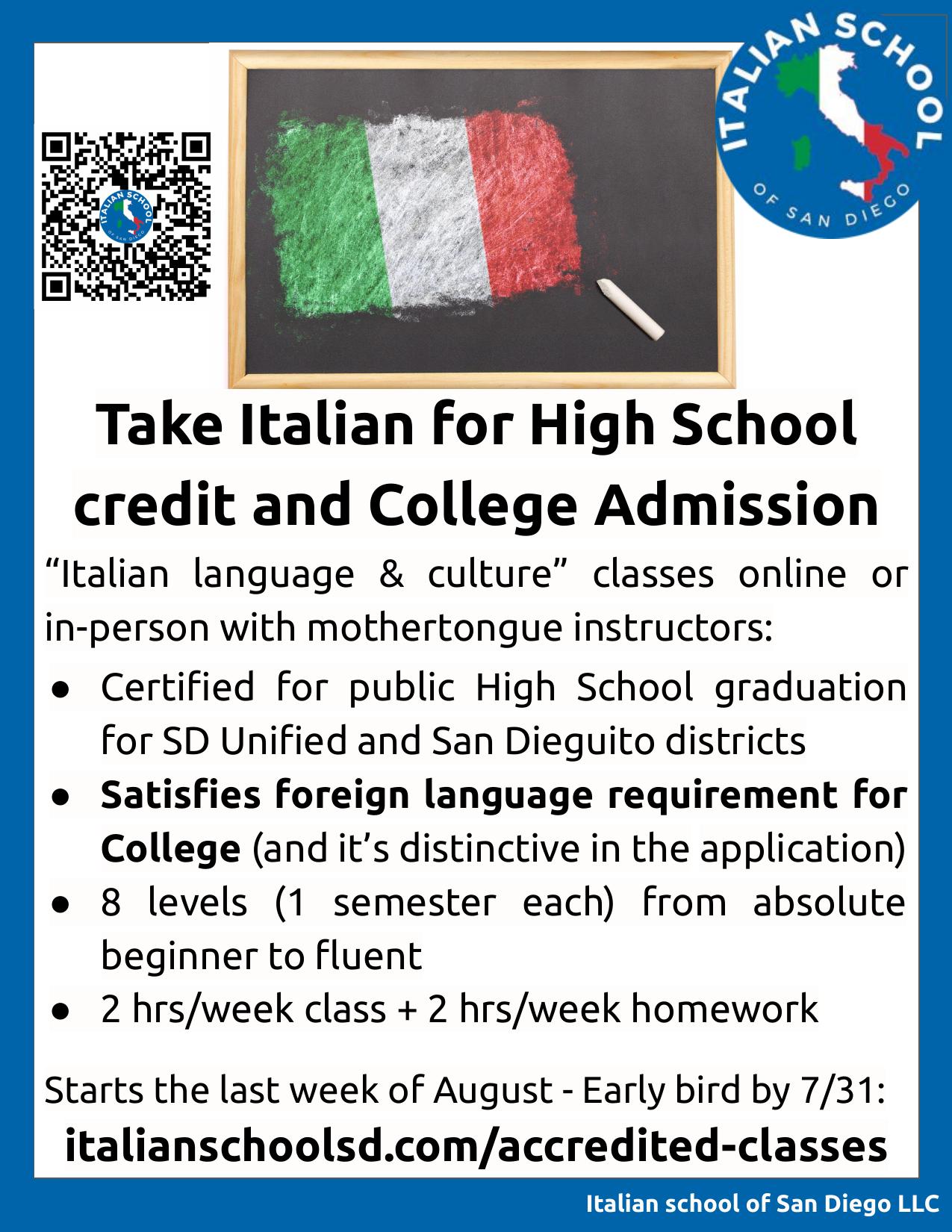 Italian classes High School flyer